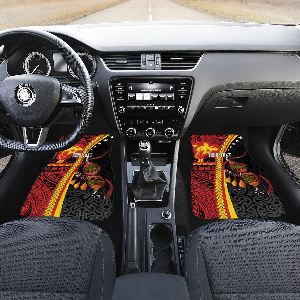Papua New Guinea Independence Personalised Car Mats PNG Bagi and Lime Pot LT7 Set 2pcs - Front Black - Polynesian Pride