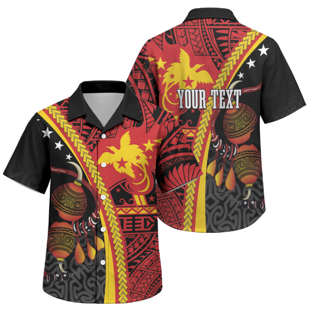 Papua New Guinea Independence Personalised Family Matching Off Shoulder Short Dress and Hawaiian Shirt PNG Bagi and Lime Pot LT7 Son's Shirt Black - Polynesian Pride