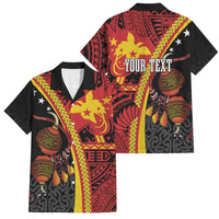 Papua New Guinea Independence Personalised Family Matching Puletasi and Hawaiian Shirt PNG Bagi and Lime Pot LT7 Dad's Shirt - Short Sleeve Black - Polynesian Pride