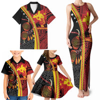 Papua New Guinea Independence Personalised Family Matching Tank Maxi Dress and Hawaiian Shirt PNG Bagi and Lime Pot LT7 - Polynesian Pride