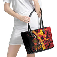 Papua New Guinea Independence Leather Tote Bag PNG Bagi and Lime Pot LT7 - Polynesian Pride
