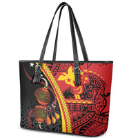 Papua New Guinea Independence Leather Tote Bag PNG Bagi and Lime Pot LT7 - Polynesian Pride