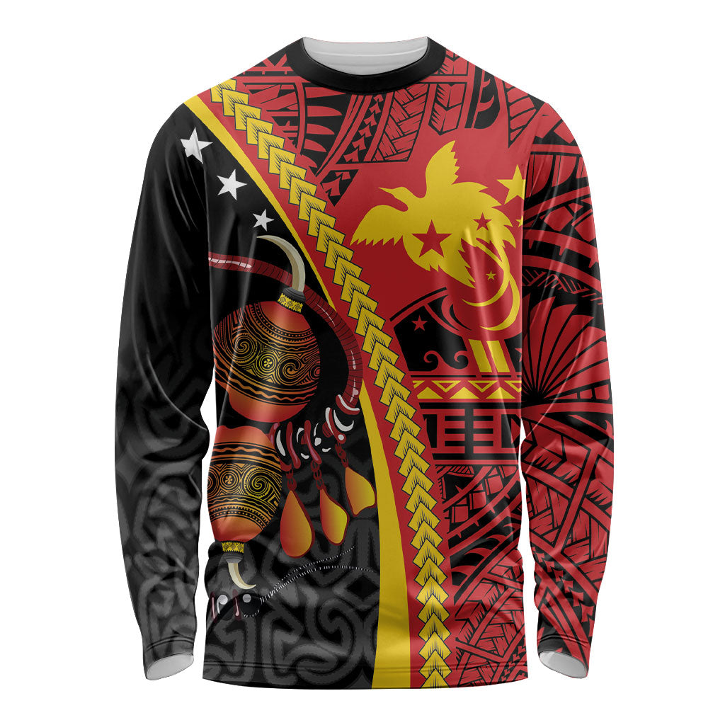 Papua New Guinea Independence Personalised Long Sleeve Shirt PNG Bagi and Lime Pot LT7 Unisex Black - Polynesian Pride