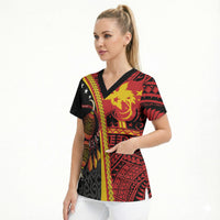 Papua New Guinea Independence Personalised Scrub Top PNG Bagi and Lime Pot LT7 - Polynesian Pride