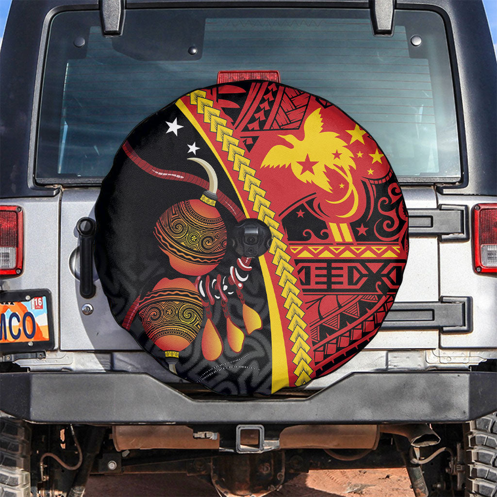 Papua New Guinea Independence Spare Tire Cover PNG Bagi and Lime Pot LT7 Black - Polynesian Pride