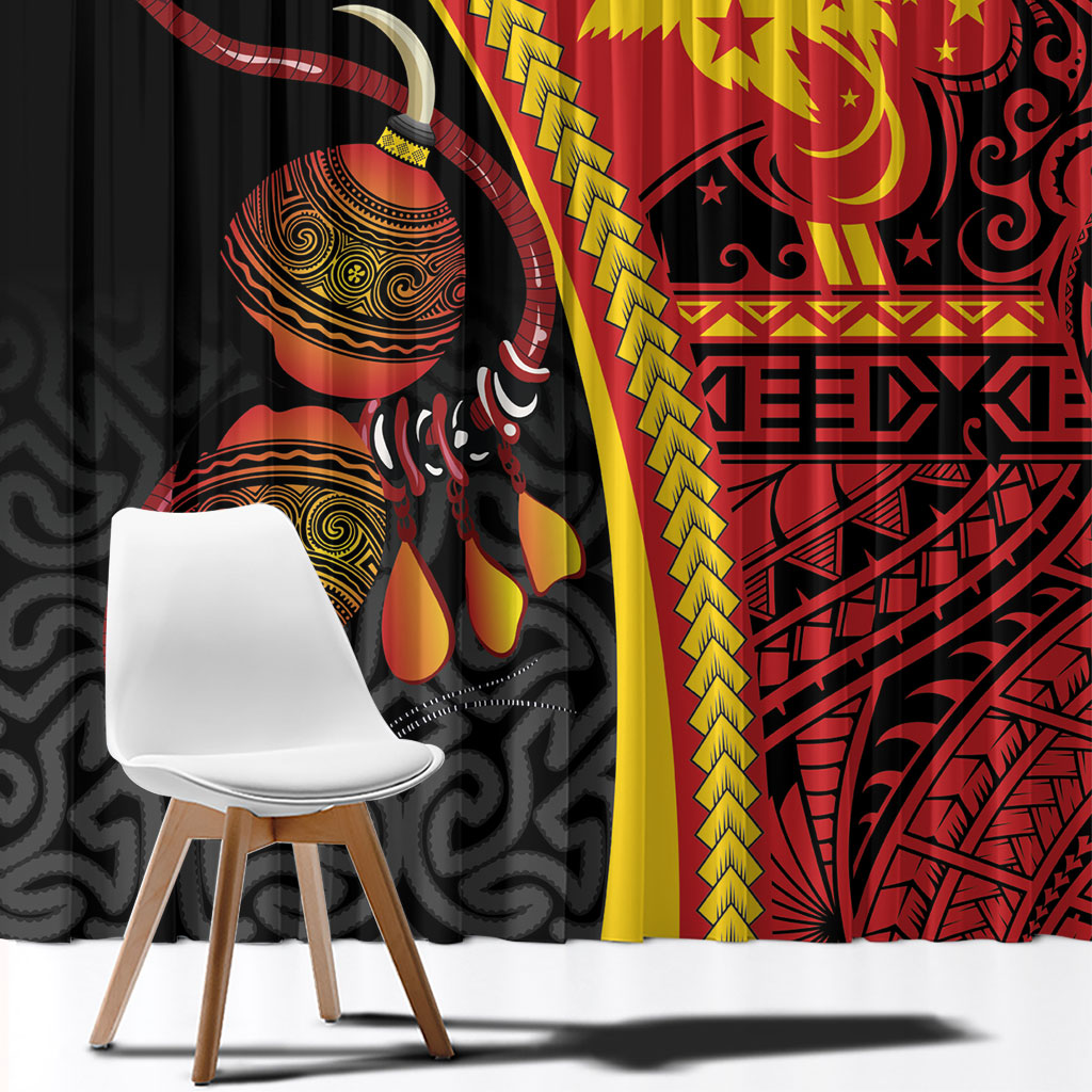 Papua New Guinea Independence Window Curtain PNG Bagi and Lime Pot LT7 - Polynesian Pride