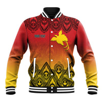 Papua New Guinea 1975 To The Future Personalised Baseball Jacket Sepik Masks LT7 Unisex Red - Polynesian Pride