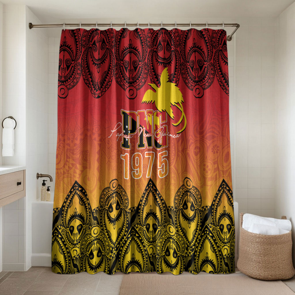 Papua New Guinea 1975 To The Future Bathroom Set Sepik Masks LT7 Shower Curtain Only Red - Polynesian Pride