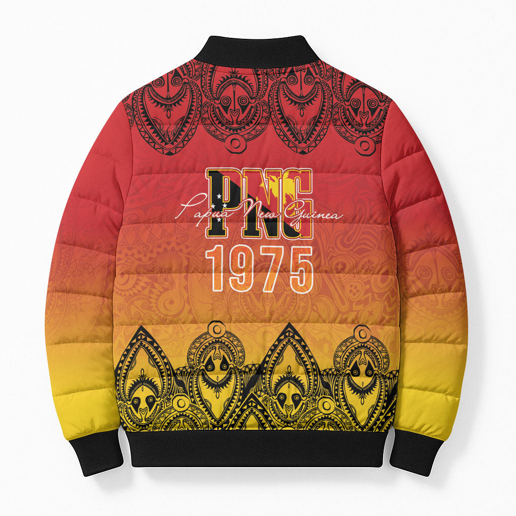 Papua New Guinea 1975 To The Future Personalised Bomber Puffer Jacket Sepik Masks LT7 - Polynesian Pride