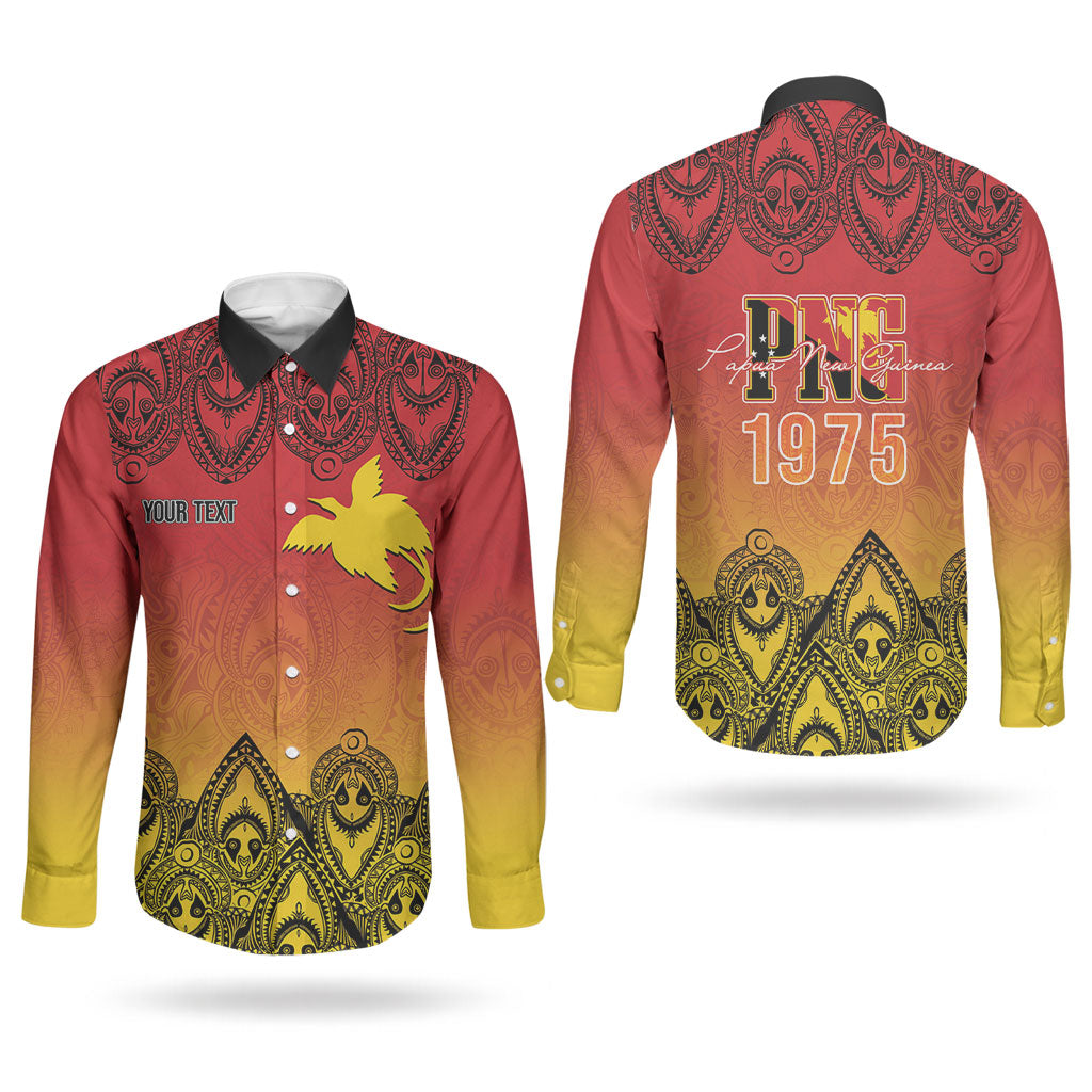 Papua New Guinea 1975 To The Future Personalised Couples Matching Long Sleeve Bodycon Dress and Long Sleeve Button Shirt Sepik Masks LT7 - Polynesian Pride