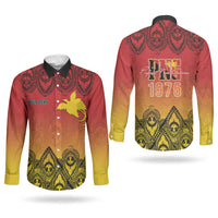 Papua New Guinea 1975 To The Future Personalised Couples Matching Mermaid Dress and Long Sleeve Button Shirt Sepik Masks LT7 - Polynesian Pride
