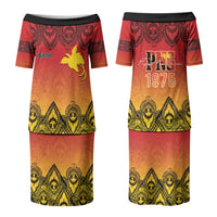 Papua New Guinea 1975 To The Future Personalised Couples Matching Puletasi and Long Sleeve Button Shirt Sepik Masks LT7 - Polynesian Pride