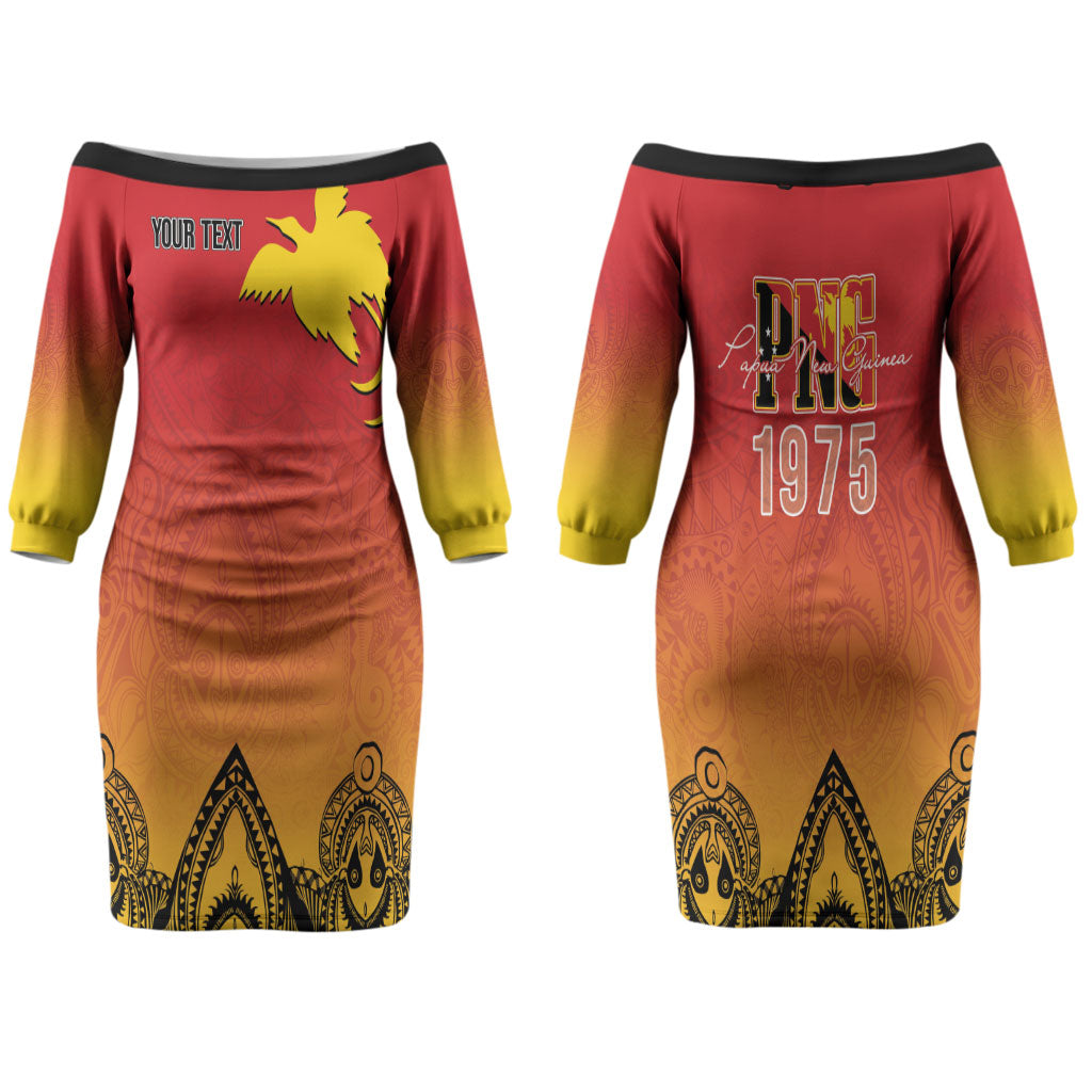 Papua New Guinea 1975 To The Future Personalised Family Matching Off The Shoulder Long Sleeve Dress and Hawaiian Shirt Sepik Masks LT7 Mom's Dress Red - Polynesian Pride