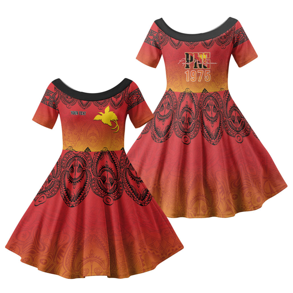 Papua New Guinea 1975 To The Future Personalised Family Matching Puletasi and Hawaiian Shirt Sepik Masks LT7 Daughter's Dress Red - Polynesian Pride