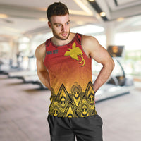 Papua New Guinea 1975 To The Future Personalised Men Tank Top Sepik Masks LT7 Red - Polynesian Pride