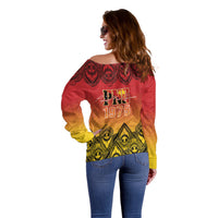 Papua New Guinea 1975 To The Future Personalised Off Shoulder Sweater Sepik Masks LT7 - Polynesian Pride