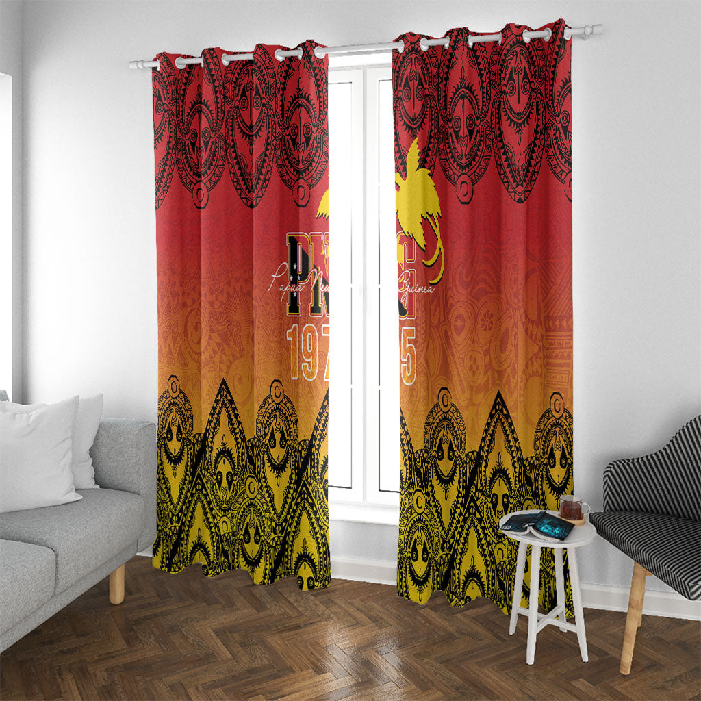 Papua New Guinea 1975 To The Future Window Curtain Sepik Masks LT7 With Grommets Red - Polynesian Pride