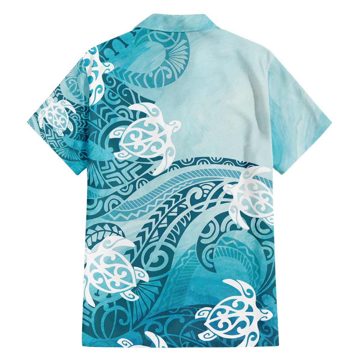 Polynesia Turtle Family Matching Off Shoulder Short Dress and Hawaiian Shirt Watercolor Abstract Style