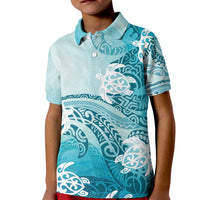 Polynesia Turtle Kid Polo Shirt Watercolor Abstract Style