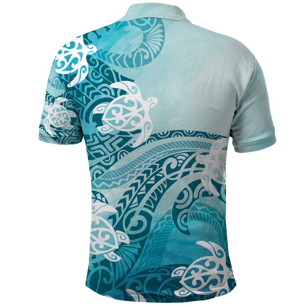 Polynesia Turtle Polo Shirt Watercolor Abstract Style LT7 - Polynesian Pride