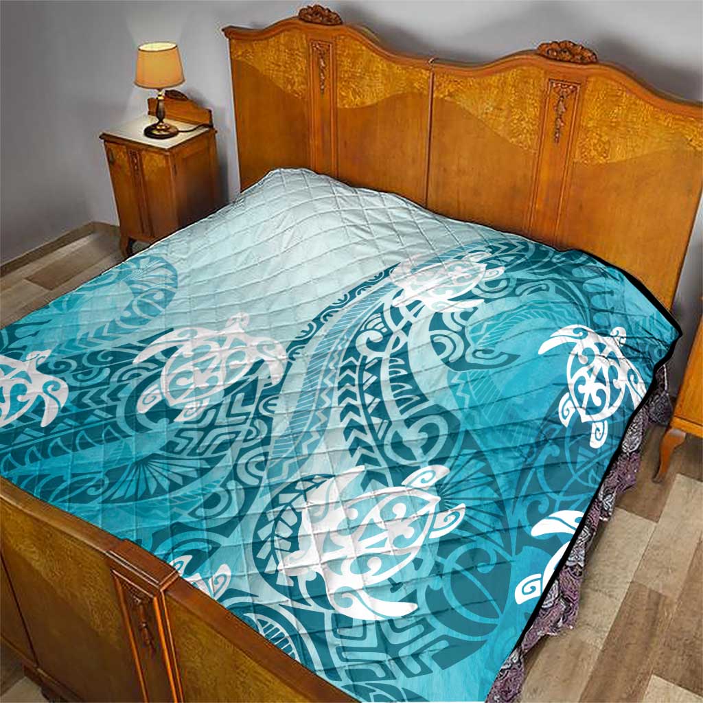 Polynesia Turtle Quilt Watercolor Abstract Style