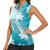 Polynesia Turtle Women Sleeveless Polo Shirt Watercolor Abstract Style