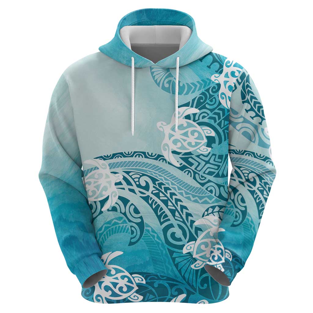 Polynesia Turtle Zip Hoodie Watercolor Abstract Style LT7 - Polynesian Pride