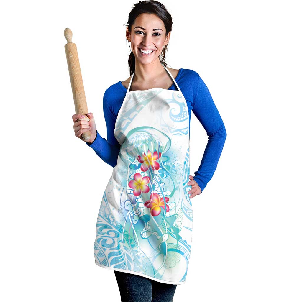 Sea Blue Polynesian Jellyfish Apron Watercolor Glows - Polynesian Pride