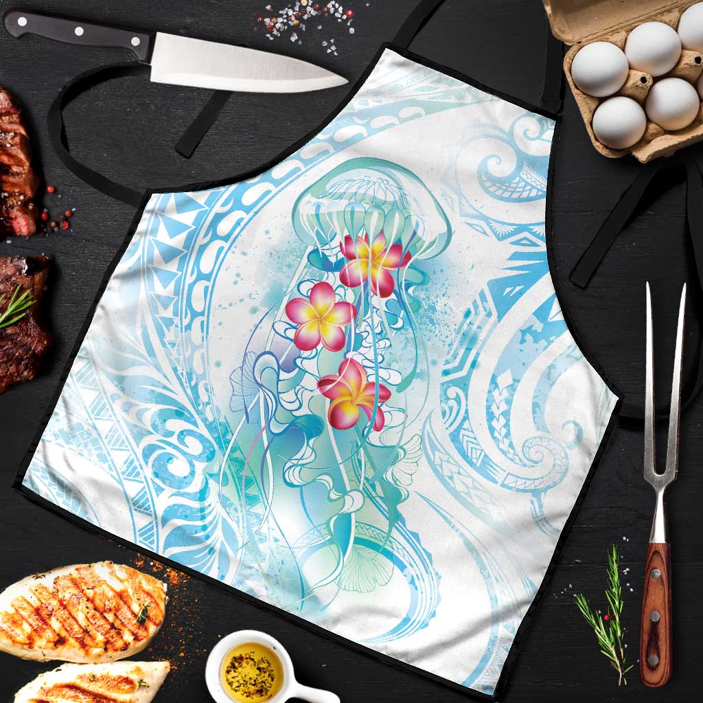 Sea Blue Polynesian Jellyfish Apron Watercolor Glows - Polynesian Pride