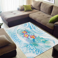 Sea Blue Polynesian Jellyfish Area Rug Watercolor Glows - Polynesian Pride