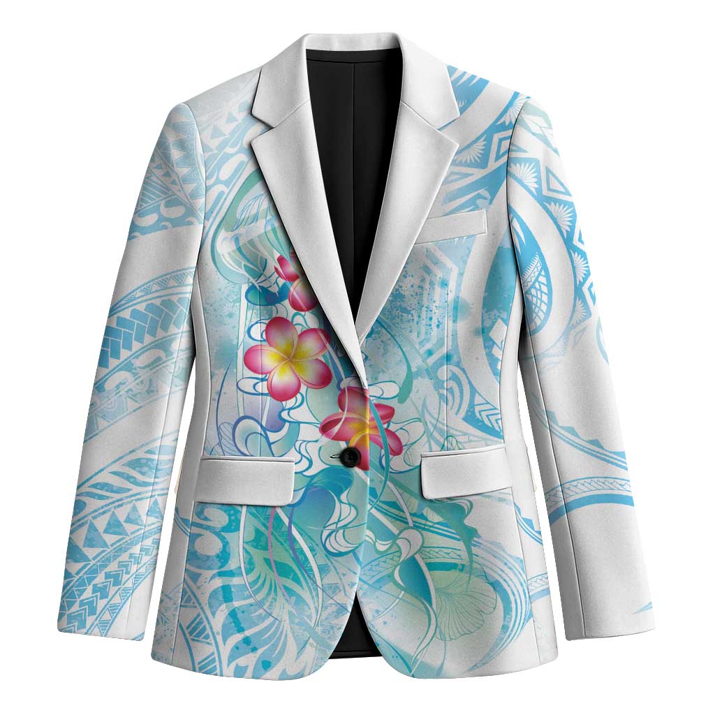Sea Blue Polynesian Jellyfish Blazer Watercolor Glows - Polynesian Pride
