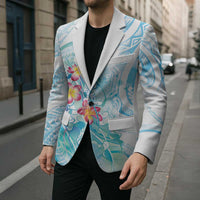 Sea Blue Polynesian Jellyfish Blazer Watercolor Glows - Polynesian Pride