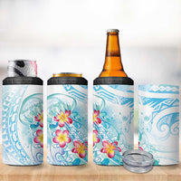 Sea Blue Polynesian Jellyfish 4 in 1 Can Cooler Tumbler Watercolor Glows - Polynesian Pride