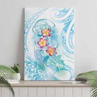 Sea Blue Polynesian Jellyfish Canvas Wall Art Watercolor Glows - Polynesian Pride