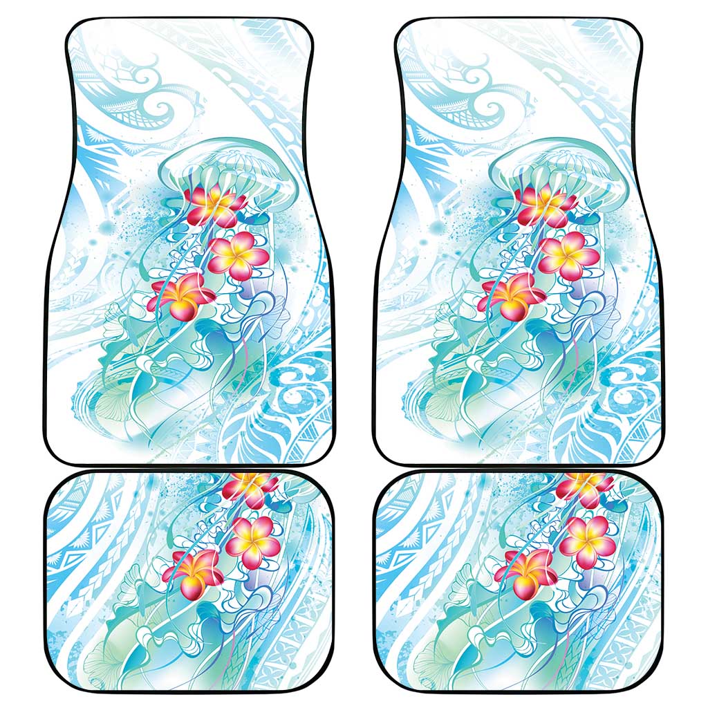 Sea Blue Polynesian Jellyfish Car Mats Watercolor Glows - Polynesian Pride