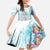 Sea Blue Polynesian Jellyfish Family Matching Long Sleeve Bodycon Dress and Hawaiian Shirt Watercolor Glows - Polynesian Pride