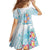 Sea Blue Polynesian Jellyfish Family Matching Long Sleeve Bodycon Dress and Hawaiian Shirt Watercolor Glows - Polynesian Pride
