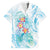 Sea Blue Polynesian Jellyfish Family Matching Long Sleeve Bodycon Dress and Hawaiian Shirt Watercolor Glows - Polynesian Pride