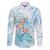 Sea Blue Polynesian Jellyfish Family Matching Long Sleeve Bodycon Dress and Hawaiian Shirt Watercolor Glows - Polynesian Pride