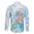 Sea Blue Polynesian Jellyfish Family Matching Long Sleeve Bodycon Dress and Hawaiian Shirt Watercolor Glows - Polynesian Pride