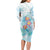Sea Blue Polynesian Jellyfish Family Matching Long Sleeve Bodycon Dress and Hawaiian Shirt Watercolor Glows - Polynesian Pride