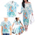 Sea Blue Polynesian Jellyfish Family Matching Off The Shoulder Long Sleeve Dress and Hawaiian Shirt Watercolor Glows - Polynesian Pride