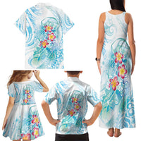 Sea Blue Polynesian Jellyfish Family Matching Tank Maxi Dress and Hawaiian Shirt Watercolor Glows - Polynesian Pride