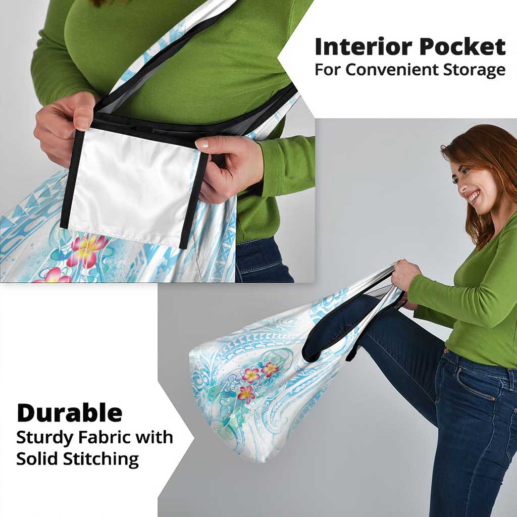 Sea Blue Polynesian Jellyfish Grocery Bag Watercolor Glows - Polynesian Pride