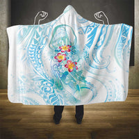 Sea Blue Polynesian Jellyfish Hooded Blanket Watercolor Glows - Polynesian Pride