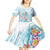 Sea Blue Polynesian Jellyfish Kid Short Sleeve Dress Watercolor Glows - Polynesian Pride