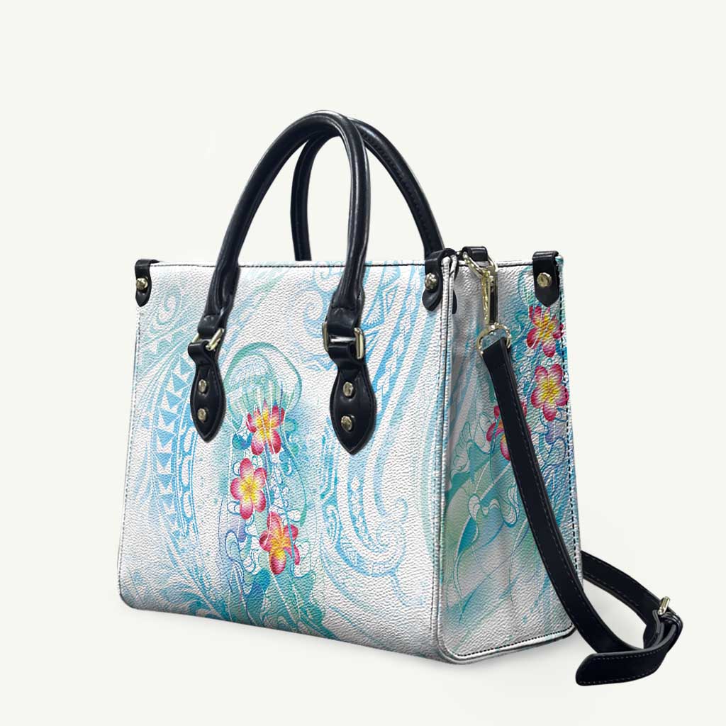 Sea Blue Polynesian Jellyfish Leather Bag Watercolor Glows - Polynesian Pride
