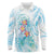 Sea Blue Polynesian Jellyfish Long Sleeve Polo Shirt Watercolor Glows - Polynesian Pride
