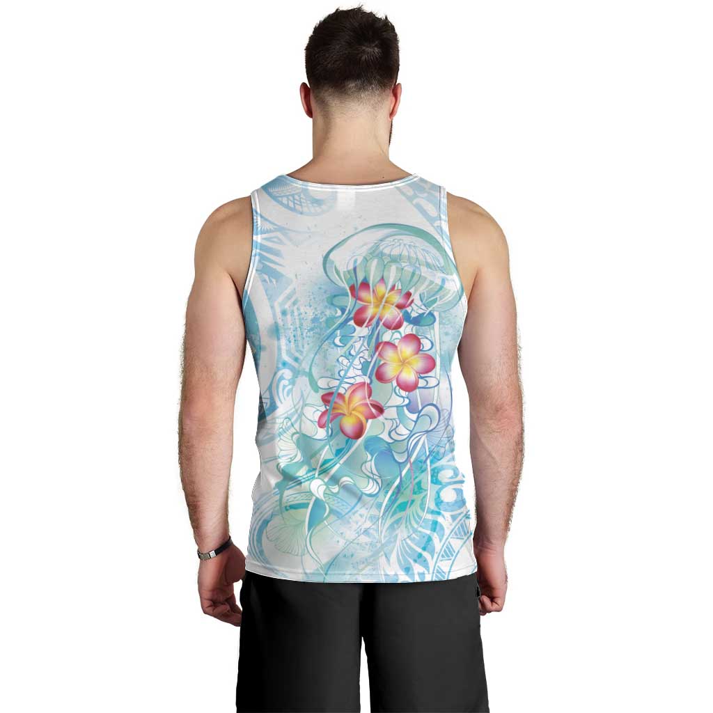 Sea Blue Polynesian Jellyfish Men Tank Top Watercolor Glows - Polynesian Pride