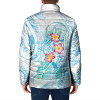 Sea Blue Polynesian Jellyfish Padded Jacket Watercolor Glows - Polynesian Pride